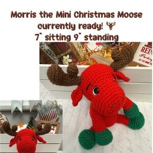Red and Green Crochet Moose Plush